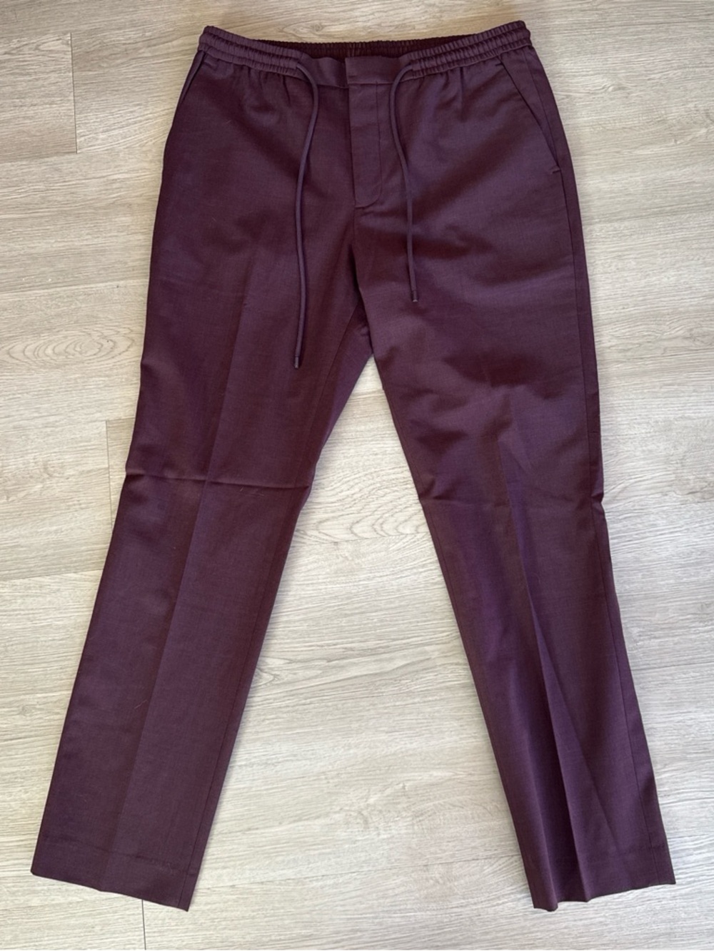 Express Men's Drawstring Tailored Pants - Burgundy 34x32